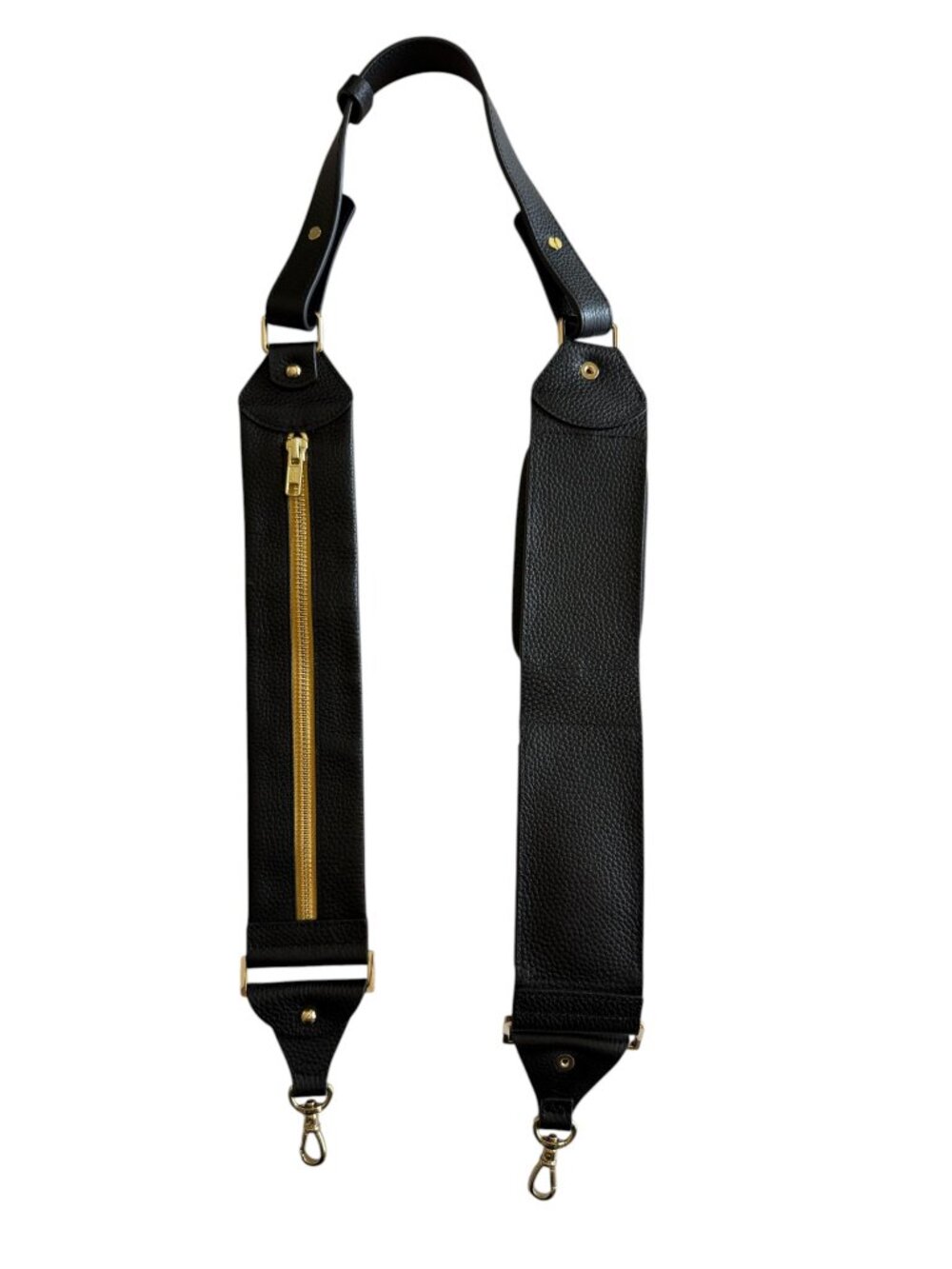 Bandolier Billie Utility Strap Black Leather Gold Adjustable Phone Crossbody - Picture 2 of 8